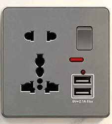 Prise murale moderne  2p+t + typ-c + usb 